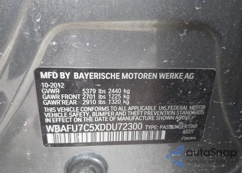 2013 BMW 535I xDrive z USA, uszkodzony, nr VIN WBAFU7C5XDDU72300